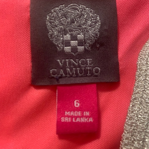 Vince Camuto Womens Neon Pink Sleeveless Shift Dress Embroidered Neck size 6 - Picture 3 of 10